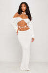 White Knit Twist Detail Halter Top & Maxi Skirt Co-Ord