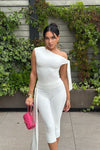 White One Shoulder Knot Detail Top & Capri Pants Co-Ord