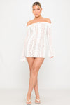 Cream Floral Lace Off Shoulder Mini Dress