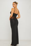 Black Twist Detail Sheer Panel Maxi Dress