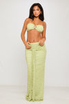 Lime Green Seashell Detail Top & Draped Maxi Skirt Co-Ord