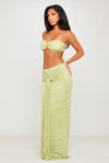 Lime Green Seashell Detail Top & Draped Maxi Skirt Co-Ord