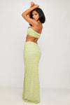 Lime Green Seashell Detail Top & Draped Maxi Skirt Co-Ord