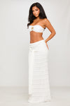 White Seashell Detail Top & Draped Maxi Skirt Co-Ord