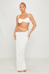 White Rope Detail Ruched Top & Maxi Skirt Co-Ord