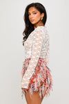 Pink Shaggy Texture Low Rise Mini Skirt