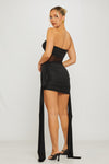 Black Twist Detail Asymmetric Draped Mini Dress