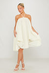 Cream Chiffon Halter Asymmetric Mini Dress