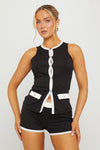 Black/White Contrast Ribbed Top & Shorts Co-Ord