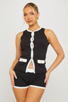Black/White Contrast Ribbed Top & Shorts Co-Ord