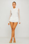 White Lace Frill Detail High Neck Mini Dress