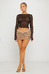 Brown Faux Fur Ruched Bodycon Mini Skirt