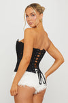 Black Sheer Structured Strapless Corset Top