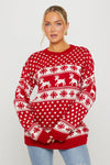 Red Knitted Snowflake Reindeer Christmas Jumper