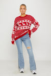 Red Knitted Snowflake Reindeer Christmas Jumper