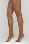 Brown Floral Fishnet Tights