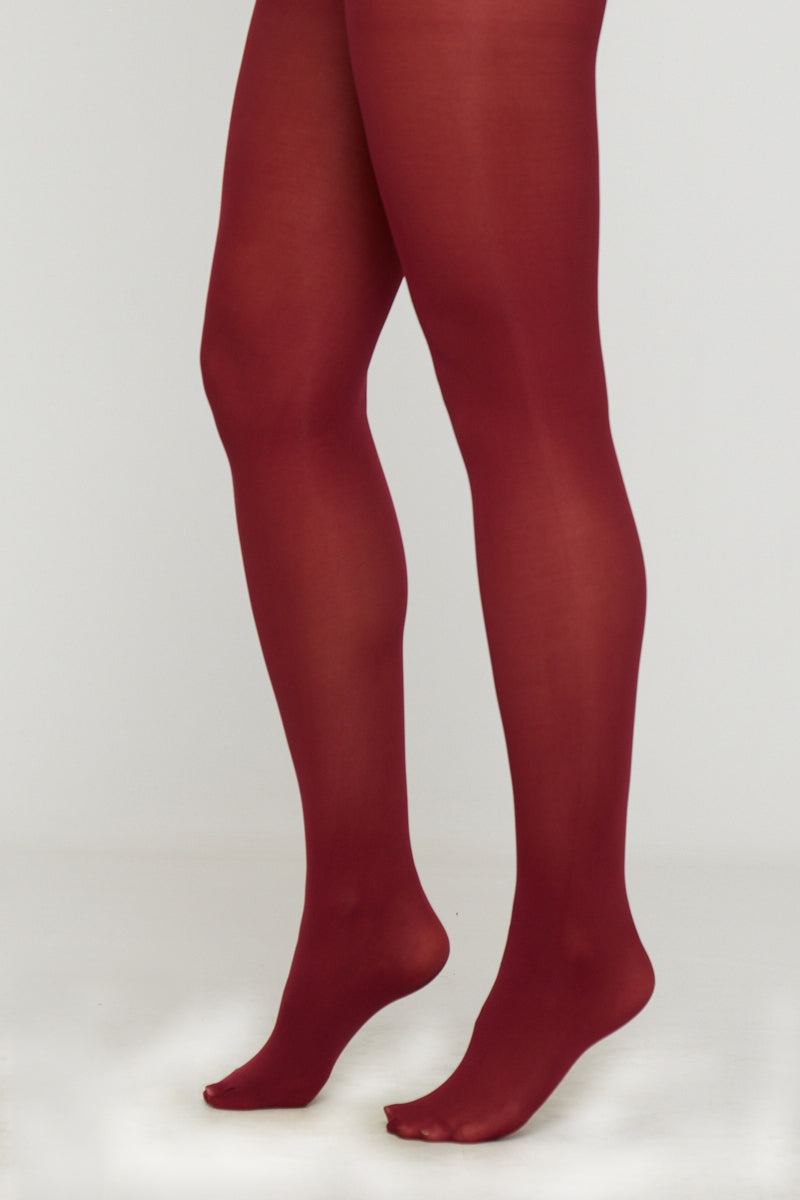 Burgundy Opaque High Rise Tights