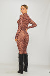Leopard Print Sheer High Neck Bodysuit & Leggings Co-Ord