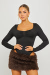 Brown Faux Fur Low Rise Mini Skirt