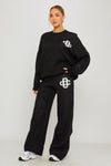 Black Knit Oversized Swirl Detail Sweater & Joggers Co-Ord