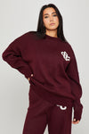 Wine Knit Oversized Swirl Detail Sweater & Joggers Co-Ord