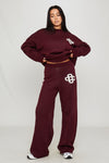 Wine Knit Oversized Swirl Detail Sweater & Joggers Co-Ord