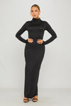 Black Turtleneck Long Sleeve Bodycon Maxi Dress