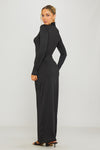 Black Turtleneck Long Sleeve Bodycon Maxi Dress