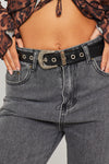 Black Western Faux Alligator Leather Belt