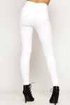 White High Waisted Ripped Knee Skinny Jeans