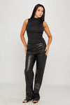 Black Turtle Neck Sleeveless Open Back Top