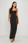 Black Lace Side Detail Strappy Maxi Dress