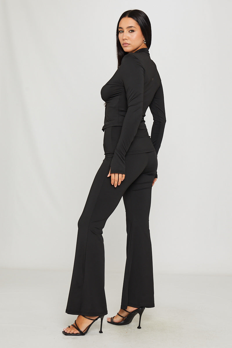 Black High Neck Hook & Eye Top & Leggings Co-Ord
