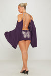 Purple Embellished Butterfly Bodycon Mini Dress