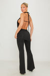 Black Cowl Halter Top & Flare Trouser Co-Ord