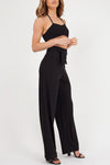 Black Ribbed Tie-up Bralet & Trouser Co-ord Set