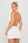White Sequin Tassel Halter Top & Mini Skirt Co-Ord