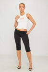 Black Contrast Side Stripe Capri Leggings