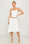 White Lace Embroidered Halter Top & Midi Skirt Co-Ord