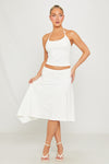 White Lace Embroidered Halter Top & Midi Skirt Co-Ord