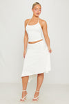 White Lace Embroidered Halter Top & Midi Skirt Co-Ord
