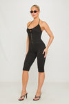 Black Corset Detail Halter Capri Jumpsuit