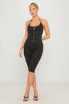 Black Corset Detail Halter Capri Jumpsuit