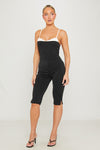 Black Contrast Sweetheart Neckline Capri Jumpsuit