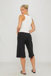 Black Low Waist Tie Detail Capri Pants