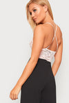 Pink Sheer Lace Cross Back Bodysuit
