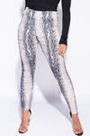 Grey Snake Print High Waisted Leggings