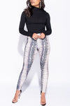 Grey Snake Print High Waisted Leggings