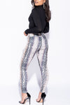 Grey Snake Print High Waisted Leggings