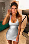 Silver Backless Sleeveless Bodycon Mini Dress